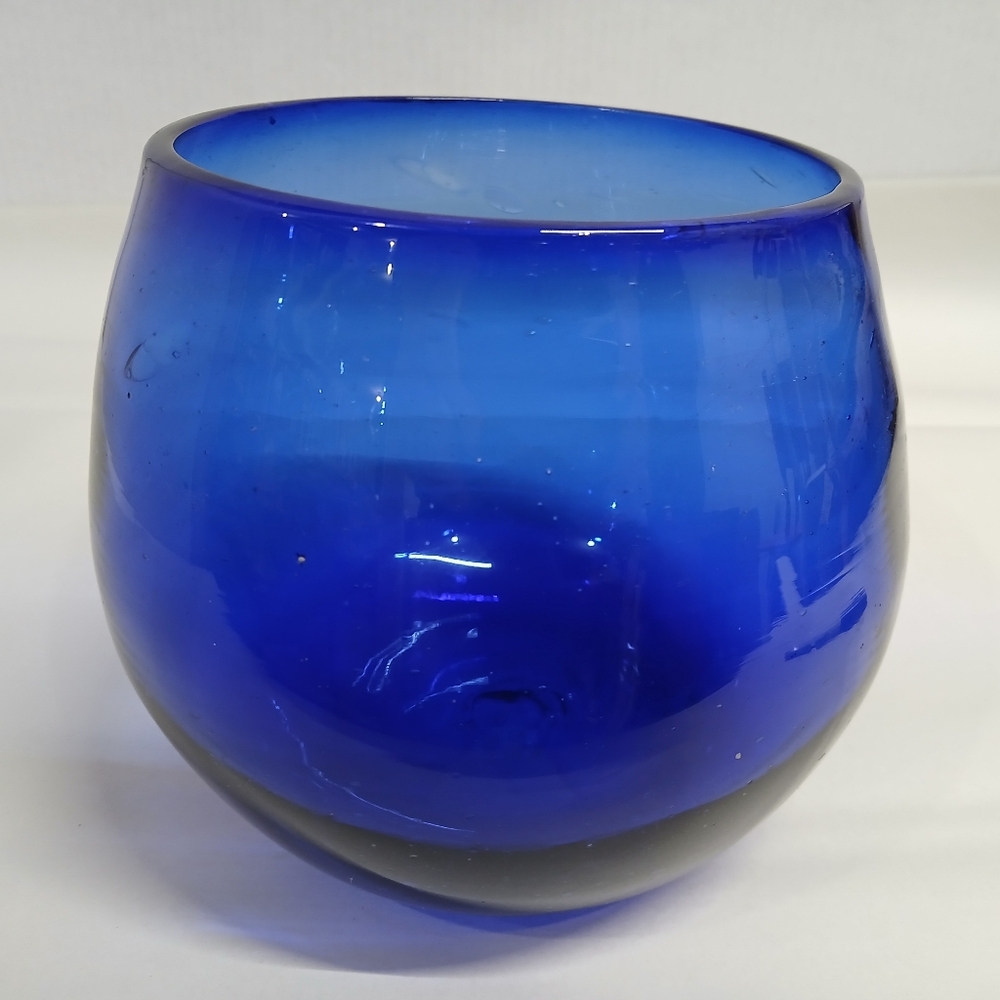 Vintage Cobalt Blue Glass Art Bowl